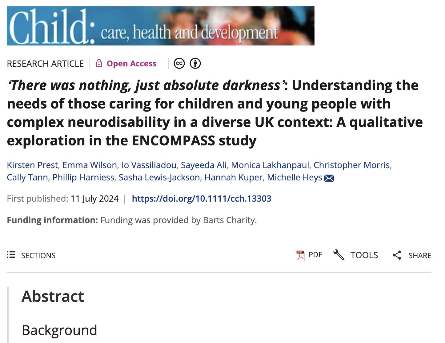 ‘There was nothing, just absolute darkness’ Understanding the needs of those caring for children and young people with complex neurodisability in a diverse UK context- A qualitative exploration in the ENCOMPASS study