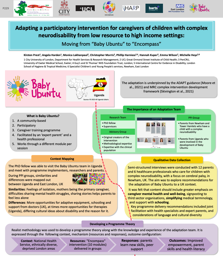 Adapting a participatory intervention for caregivers of children with complex neurodisability from low resource to high income settings Moving from “Baby Ubuntu” to “Encompass”